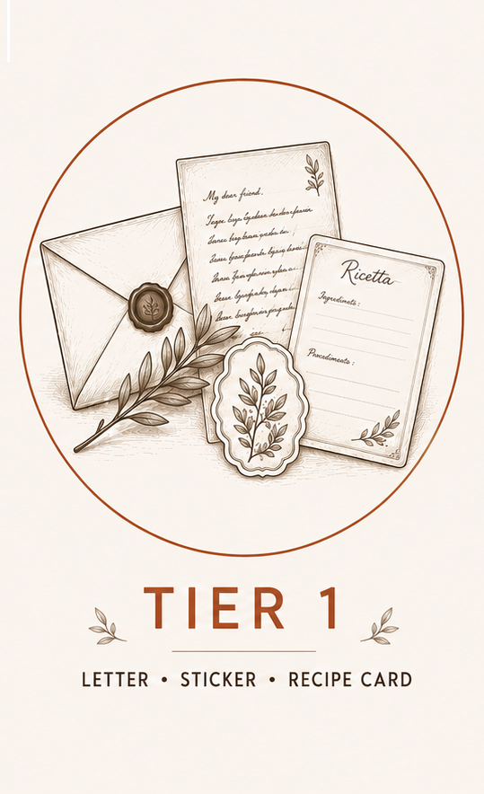 A list of contents for tier 1 snail mail subscription