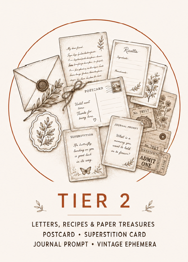 A list of contents for Tier 2 snail mail subscription club
