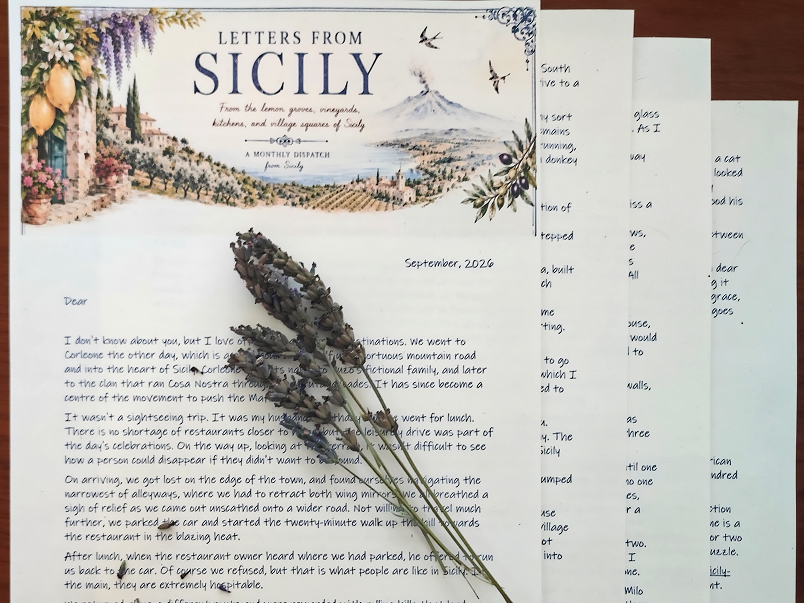 Just the Letter is the basic tier for the letter subscription for Letters from Sicily.