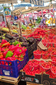 Typical Sicilian vegetables found at Mercato del Capo, Palermo.
